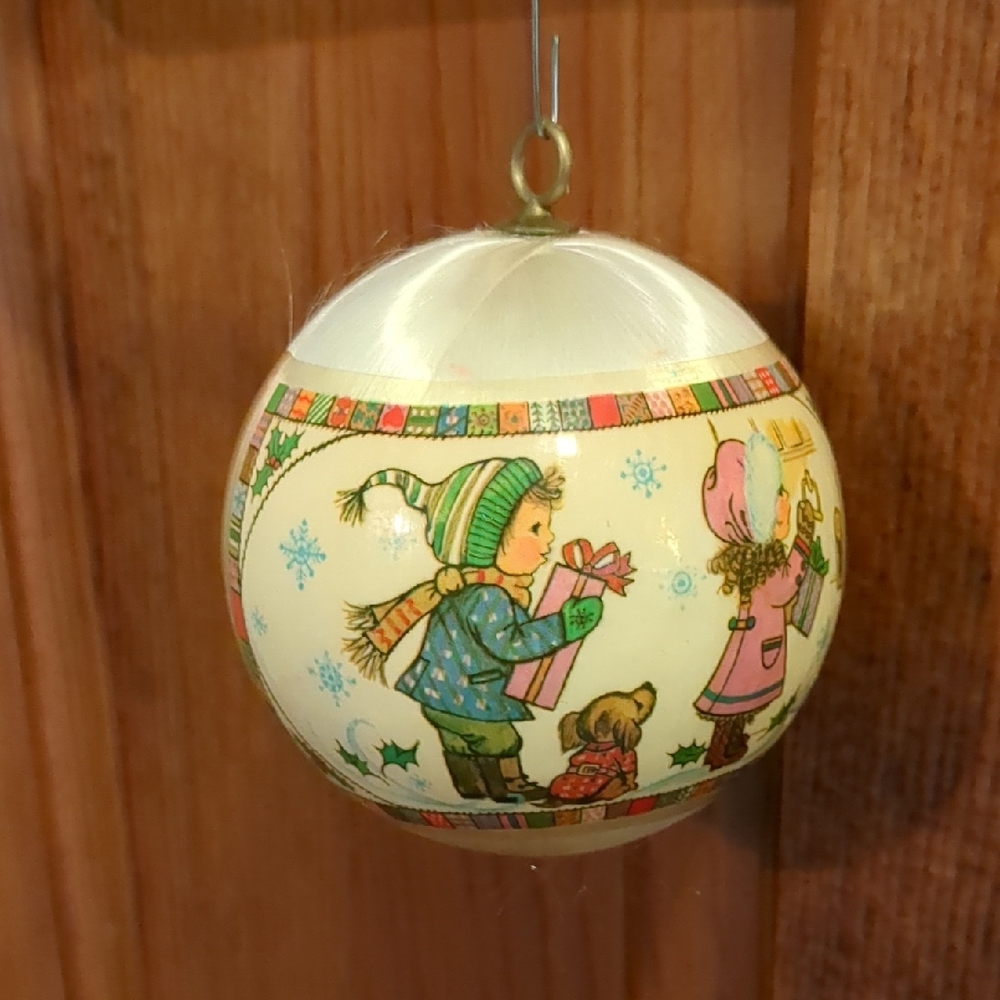 Vintage Festive Holiday Ornament with Children Design